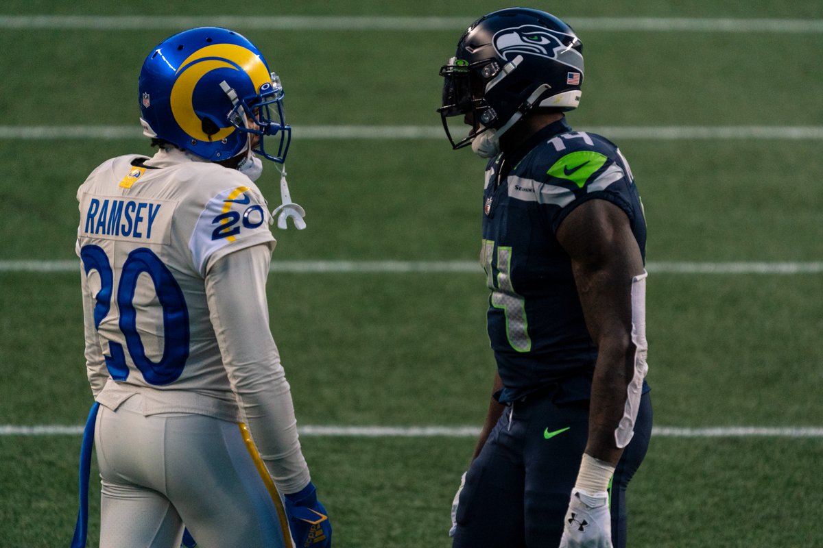 Jalen Ramsey and D.K, Metcalf had some battles as division rivals 😤