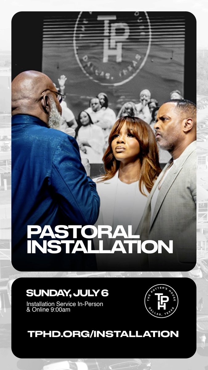 We are nearing a historic transfer. What began with a vision is now being multiplied through legacy and obedience. Gather with us this Sunday, July 6th, as we celebrate nearly 30 years of legacy-building and the installation of Pastors Touré Roberts and Sarah Jakes Roberts. Will you be there? Let us know: #TPHDallas #PastoralInstallation
