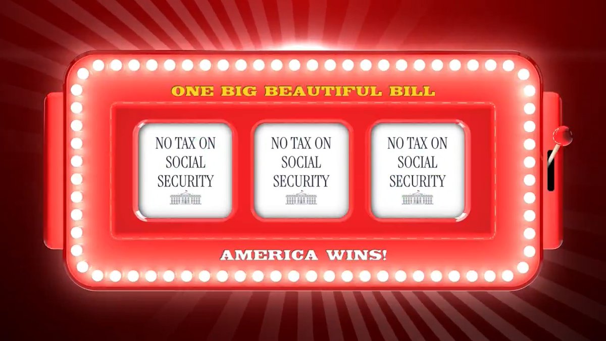 🎰 LANDED ON NO TAX ON SOCIAL SECURITY! President Trump’s One Big Beautiful Bill delivers real relief for America’s seniors—no gimmicks, just more money in their pockets. They worked for it. They earned it. Don’t tax it. Congress—PASS THE BILL.