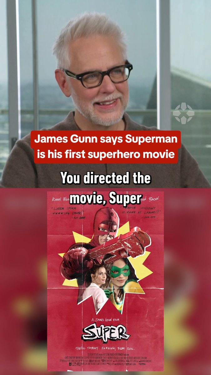 James Gunn says #Superman is the first superhero movie he's ever made. (Sorry, The Crimson Bolt)