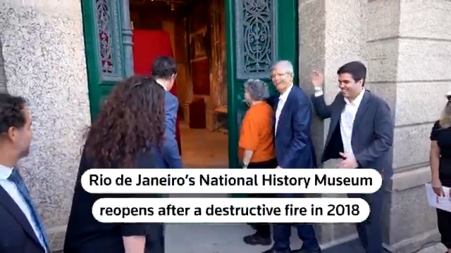 The National Museum in Rio de Janeiro, Brazil, reopened to visitors with restored artifacts following a fire in 2018