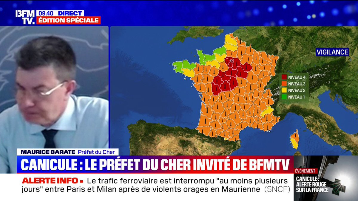 Canicule: c'est la "première fois" que le département du Cher est en vigilance rouge, a assuré le préfet