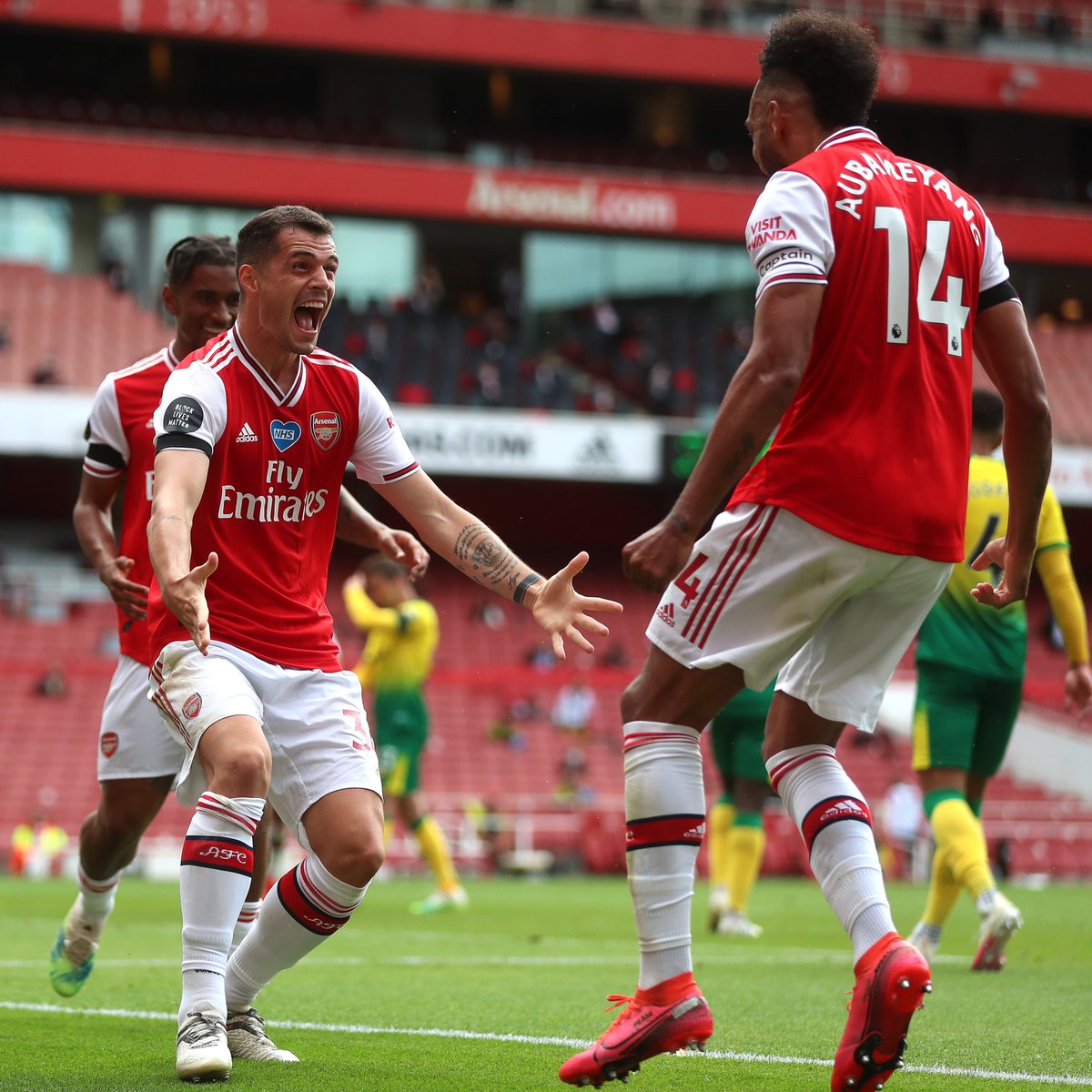 On this day in 2020: Pierre-Emerick Aubameyang became the fastest Arsenal player to score 50 Premier League goals, doing so in just 79 appearances (!), in a 4-0 rout of Norwich. ⚡️ 🔴 Aubameyang (33’) 🔴 Xhaka (37’) 🔴 Aubameyang (67’) 🔴 Cedric (81’)