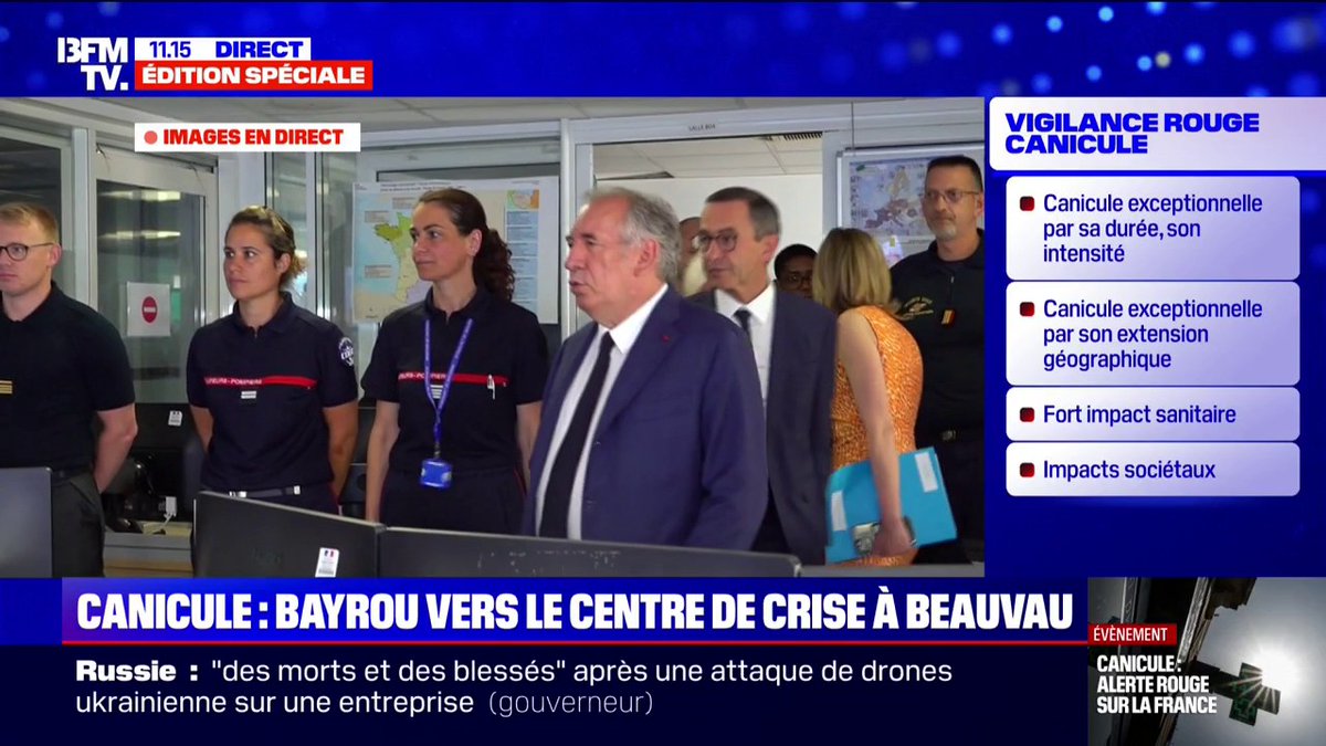 🔴🇫🇷 ALERTE VIDÉO | François Bayrou et Bruno Retailleau arrivent dans la "Cellule de crise pour la canicule". La mise en scène ridicule, c'est de pire en pire ce pays.