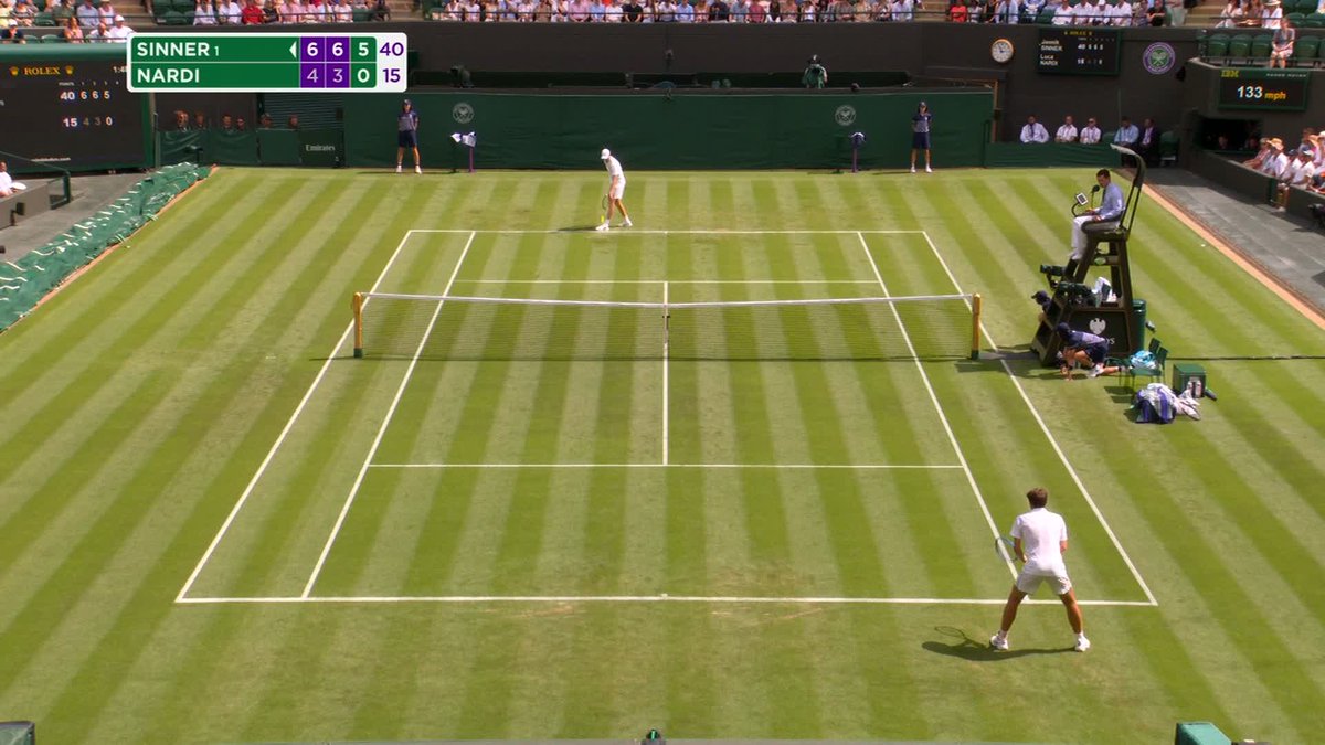Sinner does it in straight sets 😮💨 The world No.1 confidently defeats Luca Nardi 6-4, 6-3, 6-0 to secure his spot in the second round ➡️ #Wimbledon