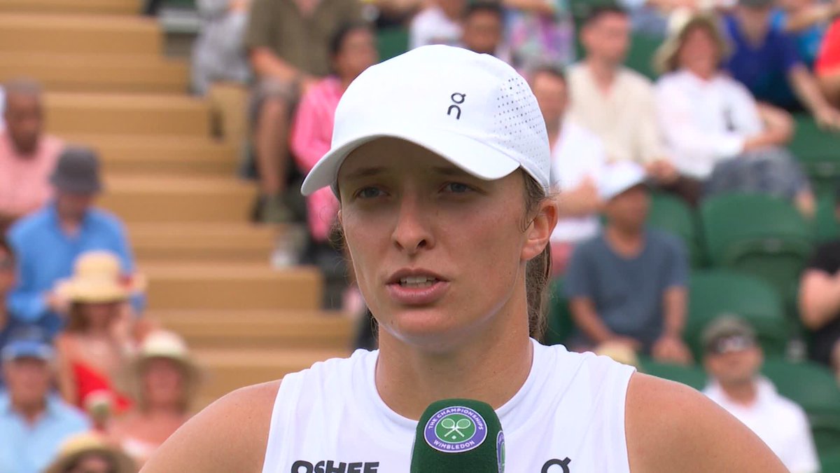 We'll let it slide, Iga 😉 The No.8 seed returns to collecting wins at #Wimbledon - but turns out she also comes away from The Championships with a few items of memorabilia as well!