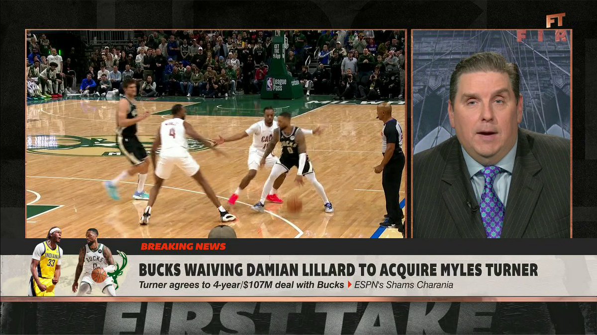 "This is mortgaging your mortgage to buy a sports car." Brian Windhorst weighs in on the Bucks waiving Damian Lillard to acquire Myles Turner 👀