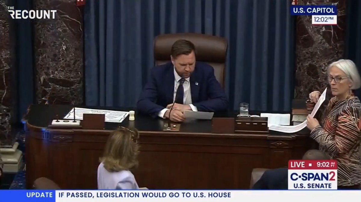 50-50: Senate passes “Big Beautiful Bill” that would fund Trump’s policies while extending tax cuts for the rich and cutting Medicaid. VP Vance casts the tie-breaking vote. Its fate in the House is uncertain, as moderates and hardliners have grumbled about the bill changes.