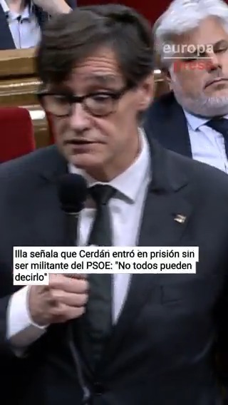 Illa señala que Cerdán entró en prisión sin ser militante del PSOE: "No todos pueden decirlo. Reacción contundente. Y hasta el final"