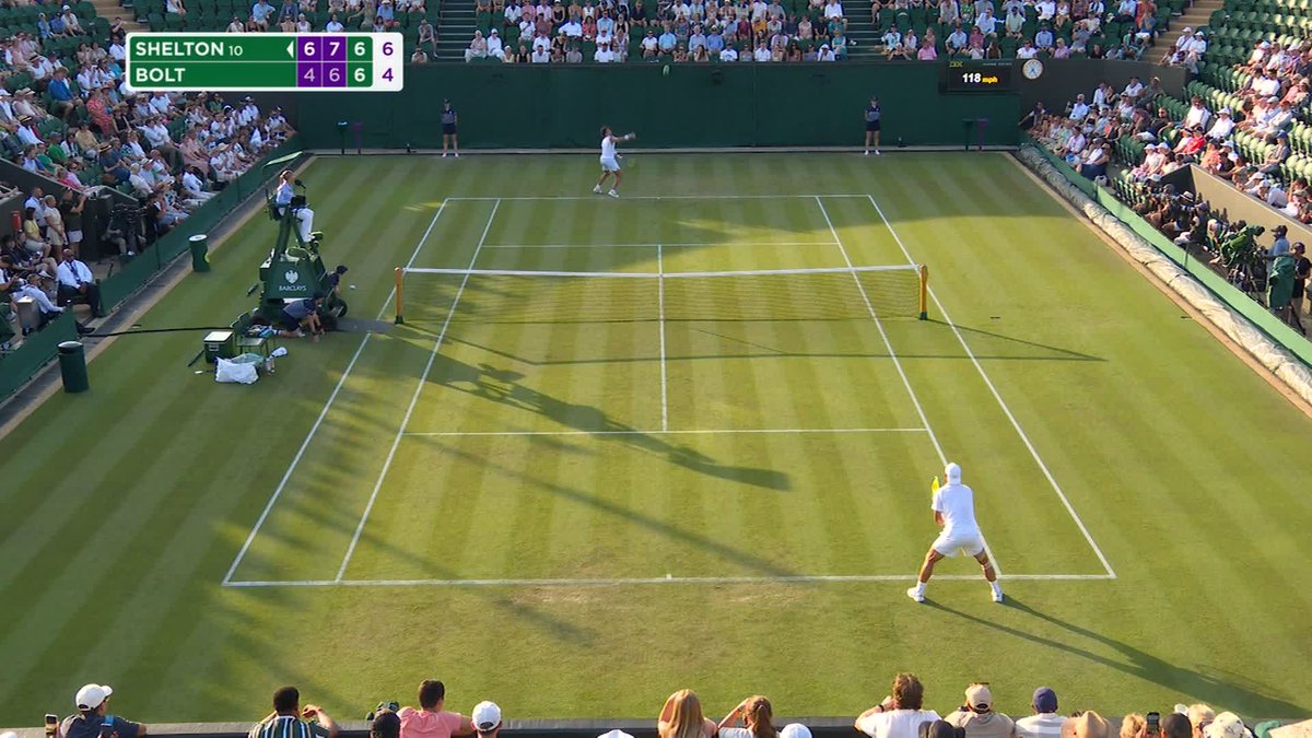 Shelt-on top 🤩 After a tight contest, Ben Shelton defeats Alex Bolt 6-4, 7-6 (1), 7-6 (4) to book his place in the second round 🤝 #Wimbledon