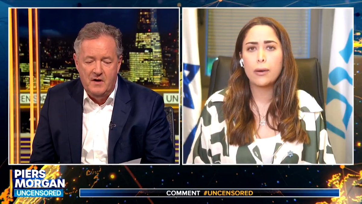 "In 2023 you said 'I don't care about Gaza. I literally don't care at all'." Piers Morgan questions Israeli Minister for Social Equality May Golan on her past comments. Watch the full interview 👇 📺 Piers Morgan | May Golan מאי גולן