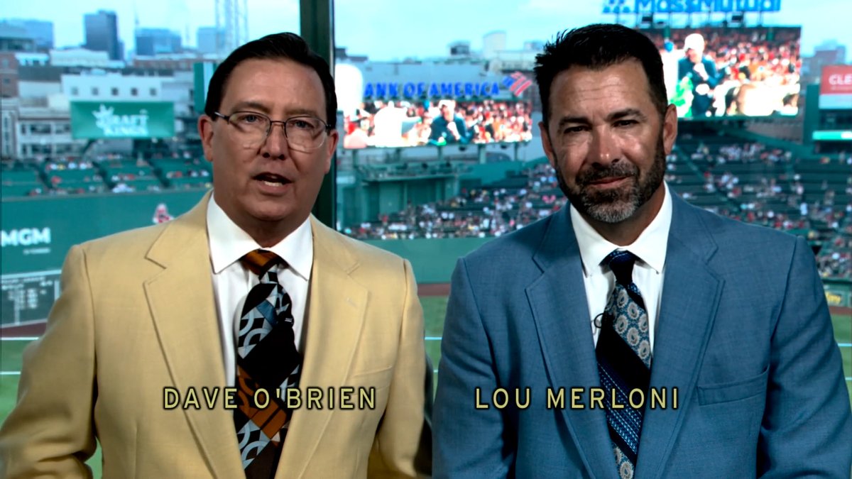 The Red Sox telecast has turned back the clock to 1975 to honor Boston's World Series team that season (via NESN)