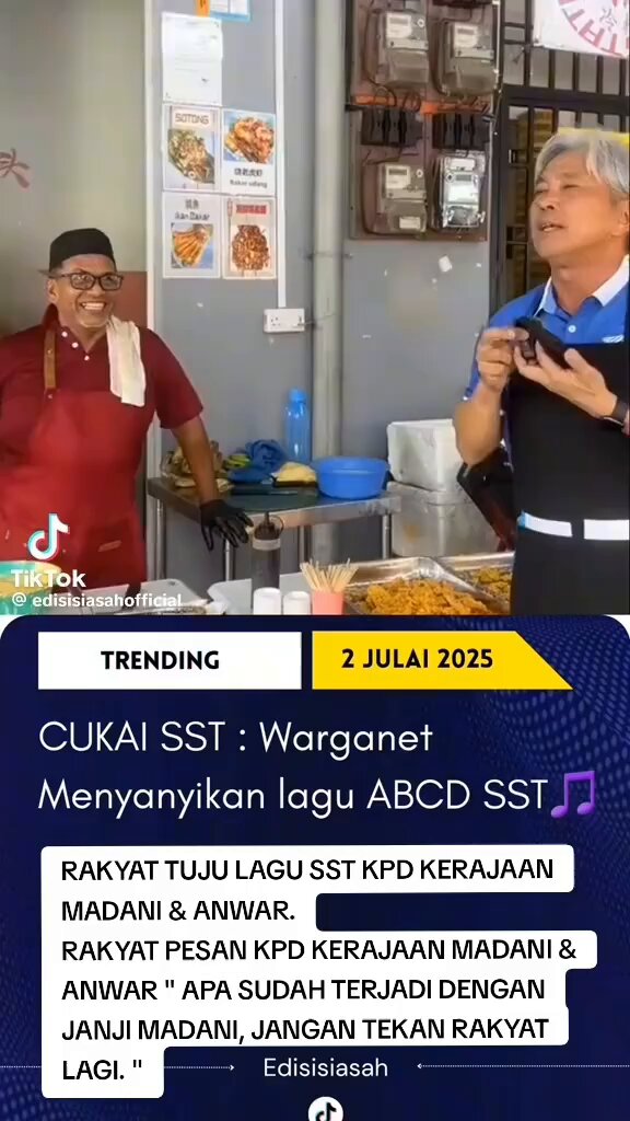 (after expanded SST kick starts on 1 Jul 25') MALAYSIANS DEDICATE A SST SONG TO THE MADANI GOVERNMENT &amp; PM ANWAR. MALAYSIANS' MESSAGE TO THE MADANI GOVERNMENT &amp; PM ANWAR " WHAT HAPPENED TO MADANI'S PROMISES, DON'T PRESSURE THE PEOPLE ANYMORE. "