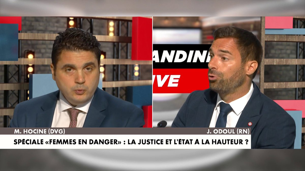 Échange tendu sur la question de la sécurité des femmes en France entre Massinissa Hocine (DVG) et Julien Odoul (RN) dans #MorandiniLive