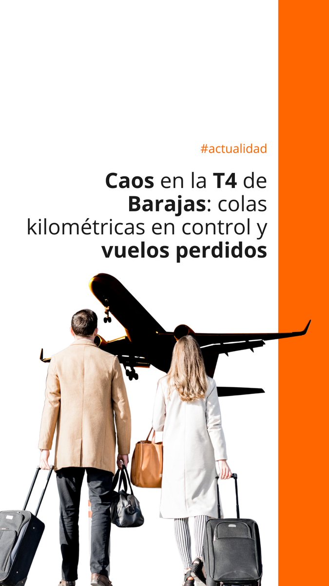 🛫 Caos en la T4 de Barajas: colas kilométricas en control y vuelos perdidos. "Son días de mucho tráfico, operación salida, mucho movimiento de pasajeros y se está notando en los controles de pasaportes, donde se están haciendo cuellos de botella", afirman desde Aena.
