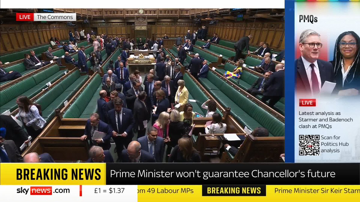 Sky's Sam Coates Sky reflects on the first Prime Minister's questions since the passing of the welfare bill where the Chancellor Rachel Reeves appears to be crying. 📺 Sky 501, Virgin 602, Freeview 233 and YouTube