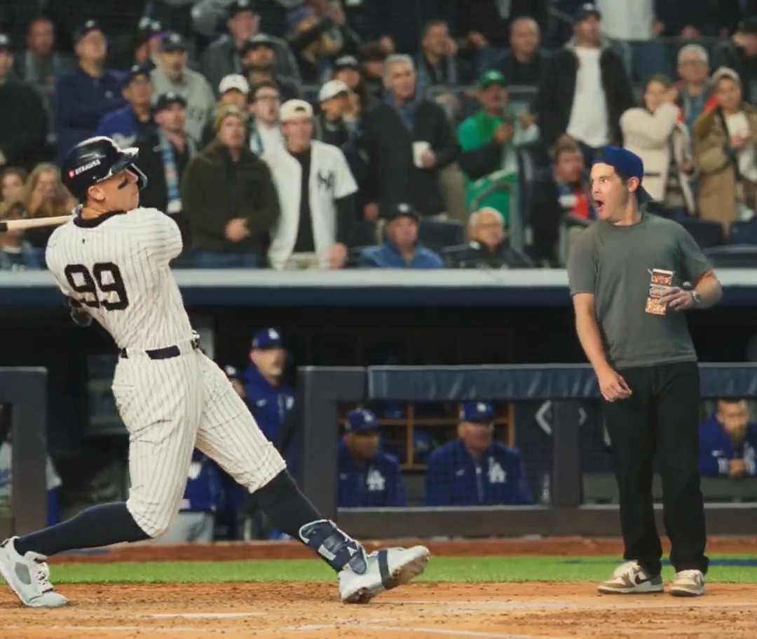 When you witness baseball greatness, reactions get LOUD Just ask Adam Devine 😂