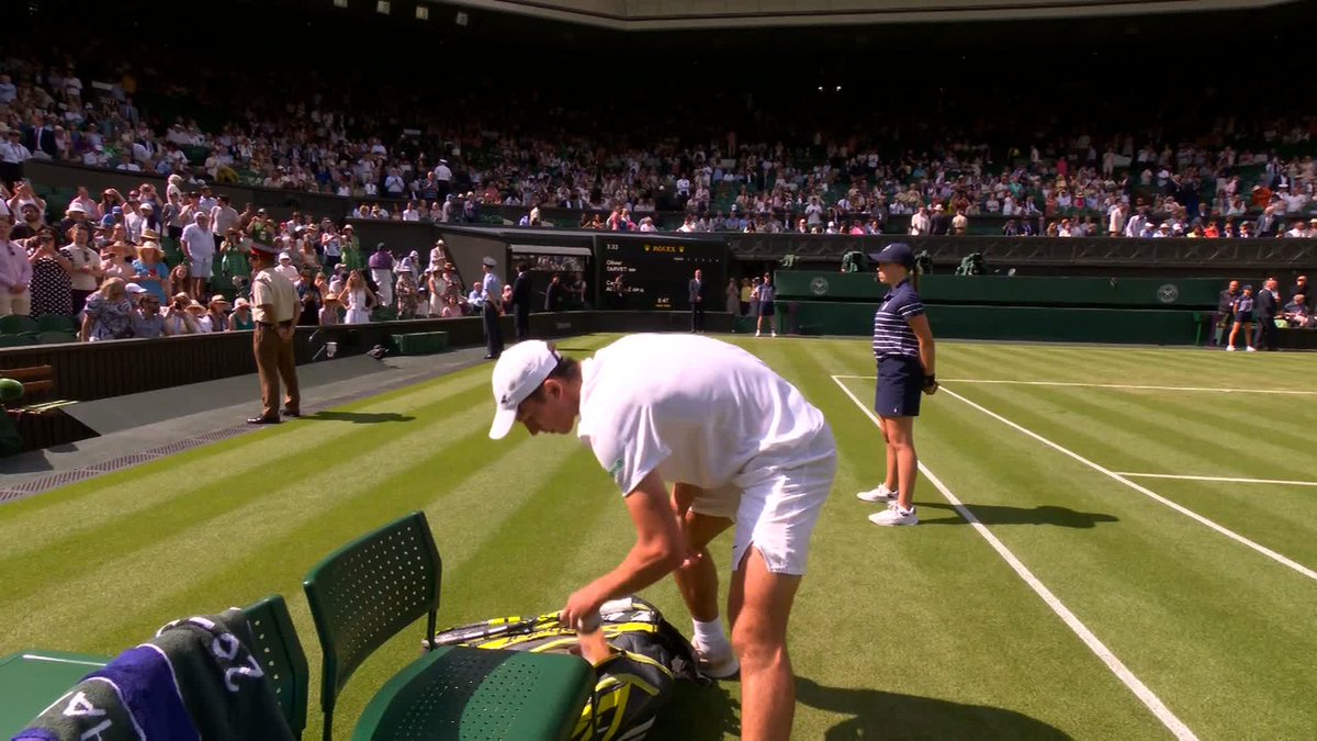 The defending Gentlemen's Singles Champion and a Centre Court debutant make their way out for a crucial second round tie 🤝 It's time for Oliver Tarvet 🆚 Carlos Alcaraz at #Wimbledon
