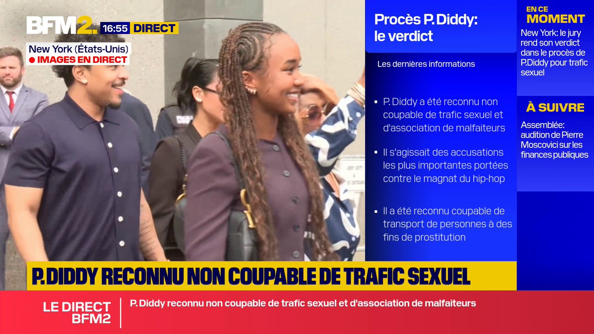 Procès P.Diddy reconnu non coupable de trafic sexuel: la sortie de sa famille du tribunal de New York #BFM2