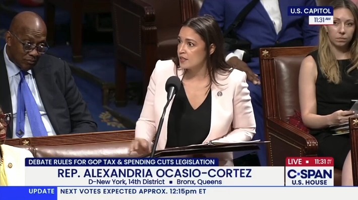 Rep. Alexandria Ocasio-Cortez: On this point of tax on tips, as one of the only people in this body who has lived off of tips, I want to tell you about the scam, a little bit of the fine print there. The cap on that is $25,000, while jacking up taxes on people who make less than $50,000 while taking away their SNAP, Medicaid, and kicking them off of the ACA. If you're at home and you're living off tips, you do the math. Is that worth it to you? Losing all your health care, not able to feed your babies in exchange for what? This bill is a deal with the devil