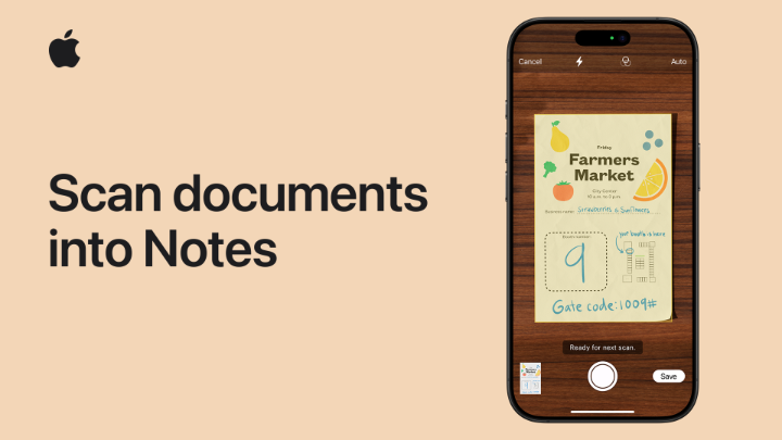 🧾 Receipts 🥧 Recipes ✍️ Contracts You can scan a document and save it in Notes. Here’s how: