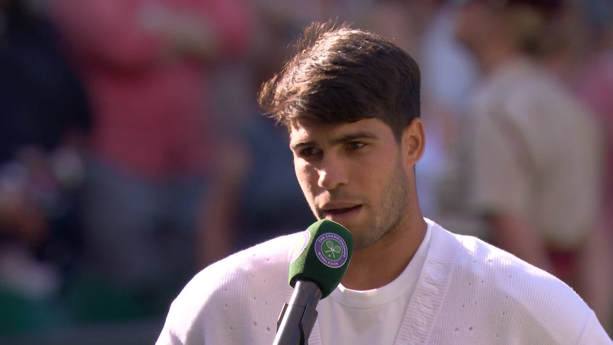 "Playing in this tournament, in this court... I think it's a gift." Carlos Alcaraz isn't taking playing on Centre Court for granted ๐ #Wimbledon