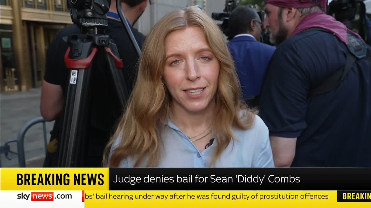 BREAKING: Sean ‘Diddy’ Combs has been denied bail while he awaits his sentencing Sky's @MarthaKelner reports live from New York 📺 Sky 501, Virgin 602, Freeview 233 and YouTube
