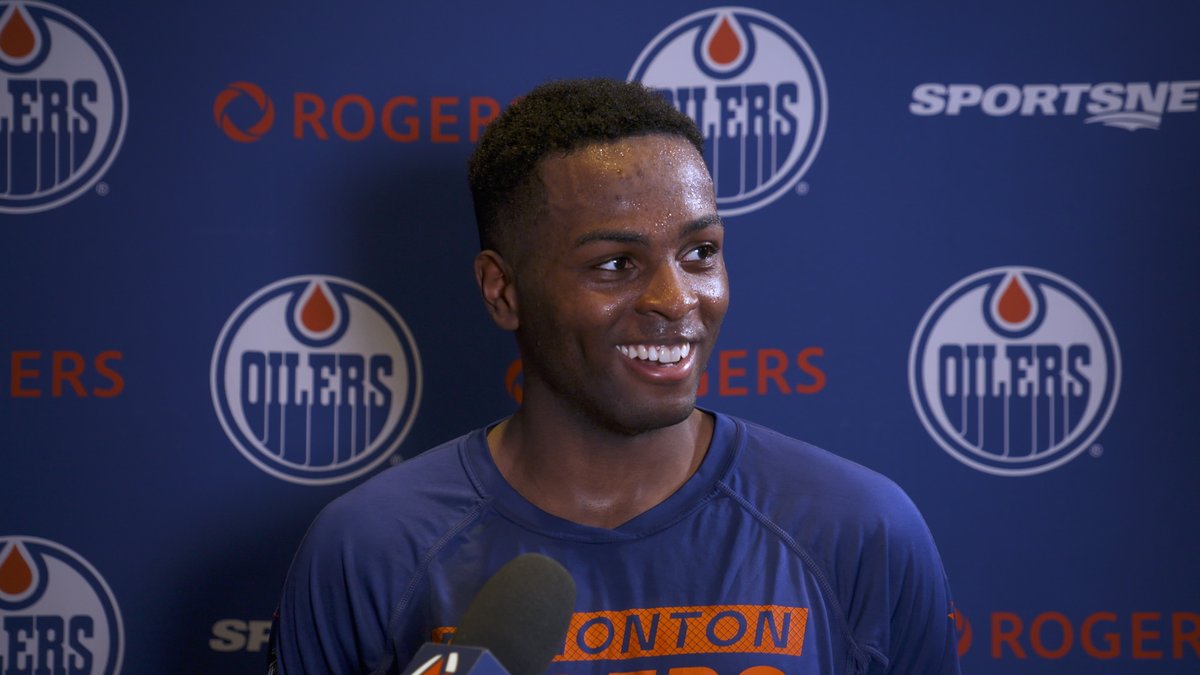 "It's pretty cool. They helped me a lot to get to this moment, leading up to my first year in the WHL. They were huge with my development." Moose Jaw Warriors goalie Josh Banini on being the first Junior #Oilers product invited to Development Camp. Enterprise | #LetsGoOilers