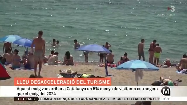 🔴 Lleu davallada del turisme Durant el maig van arribar a Catalunya un 5% menys de visitants estrangers que l'any passat #ElsMatins3Cat ▶