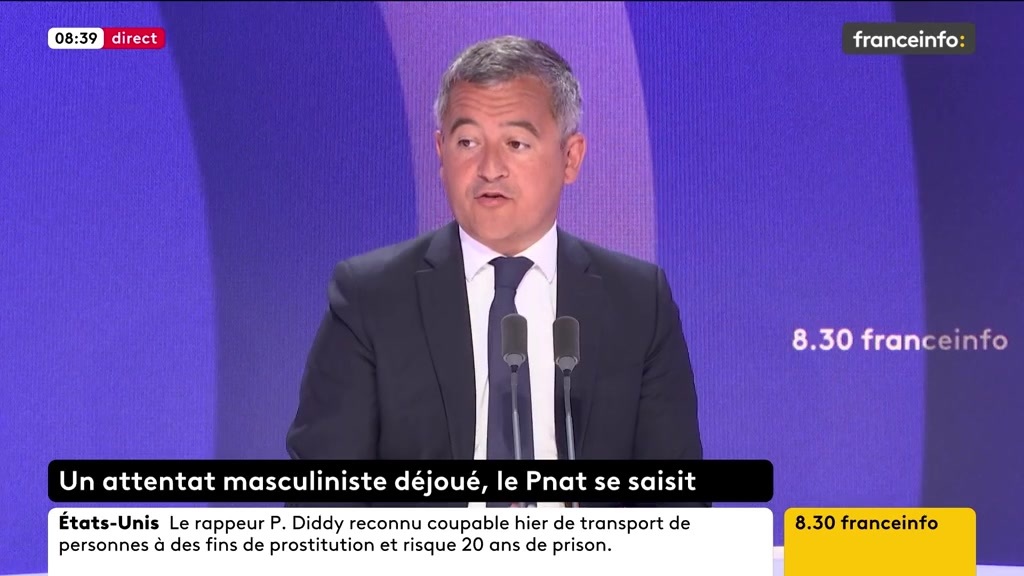 🔴 Attentat masculiniste déjoué ➡️ "La DGSI a un bureau de suivi des masculinistes, des ‘incel’, comme il y en a pour l’extrême droite, l’ultra gauche ou les islamistes radicaux", indique Gérald Darmanin