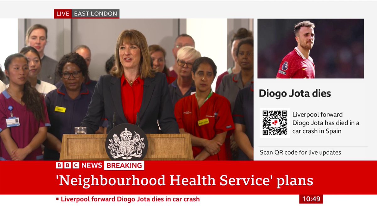 "This is the right way forward, good for the health of our nation and good for the health of our nation's finances" Chancellor Rachel Reeves speaks at government launch of 10-year plan for the NHS in England Follow live: