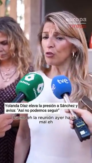 Yolanda Díaz eleva la presión a Sánchez y avisa: "El PSOE no es consciente de la situación en la que se encuentra. (...) Así no podemos seguir"