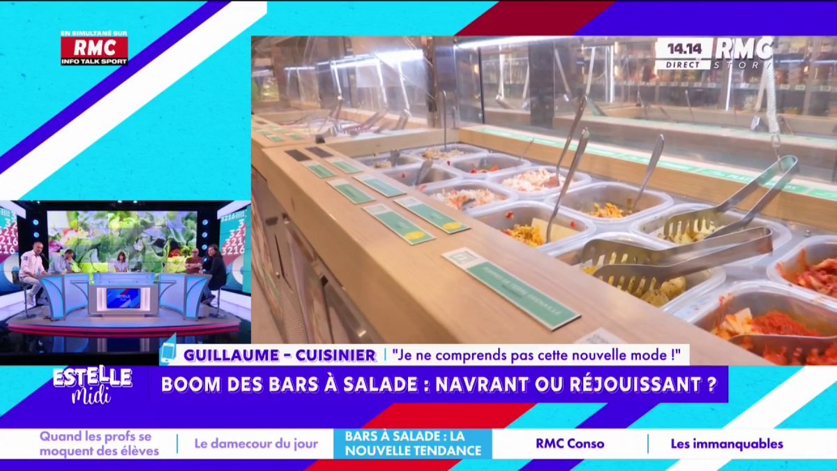 🥗 Boom des bars à salade 📞 Guillaume : "Pour moi, ces bars à salade c'est un peu la démonstration de notre société qui est la société de la flemme ! Je trouve ça dommage d'aller au restaurant pour manger quelque chose qu'on peut faire chez soi..." #EstelleMidi