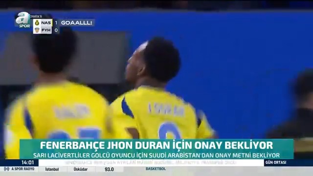 🟡🔵 Fenerbahçe, Jhon Duran için Suudi Pro Ligi'nden onay bekliyor.