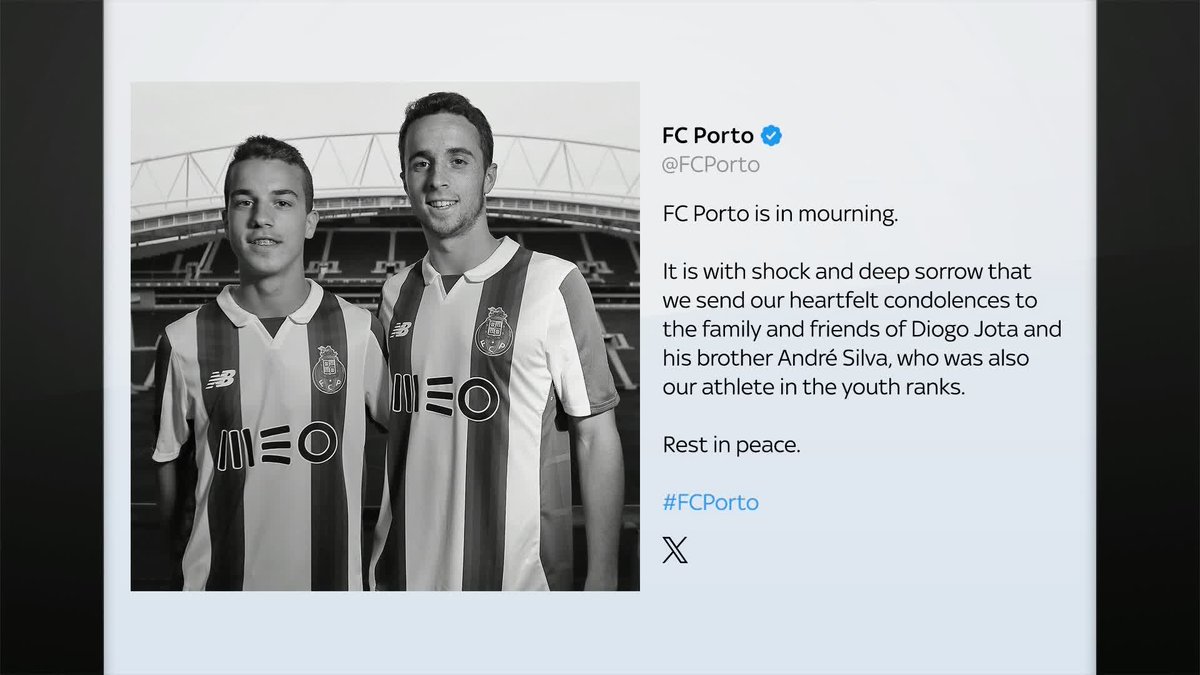 The Portuguese Federation, FC Porto, and Atletico Madrid have paid tribute to Diogo Jota and his brother André Silva.