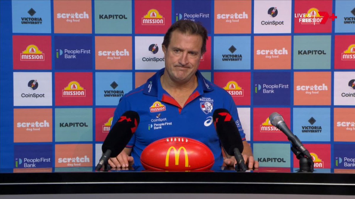 Q: "Do you feel like you need a scalp?" Bevo: "We're not Navajo Indians." #AFLNorthDogs