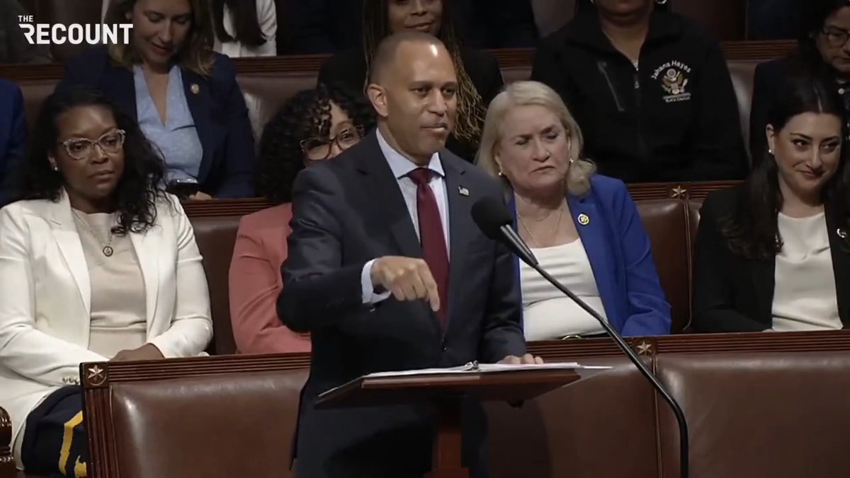 Hakeem Jeffries has been speaking for five hours now — since 4:53 a.m. — as Democrats stall the final passage of Trump’s “Big Beautiful Bill.” The record for the longest House floor speech is 8 hours, 32 minutes, set by Kevin McCarthy in 2021.