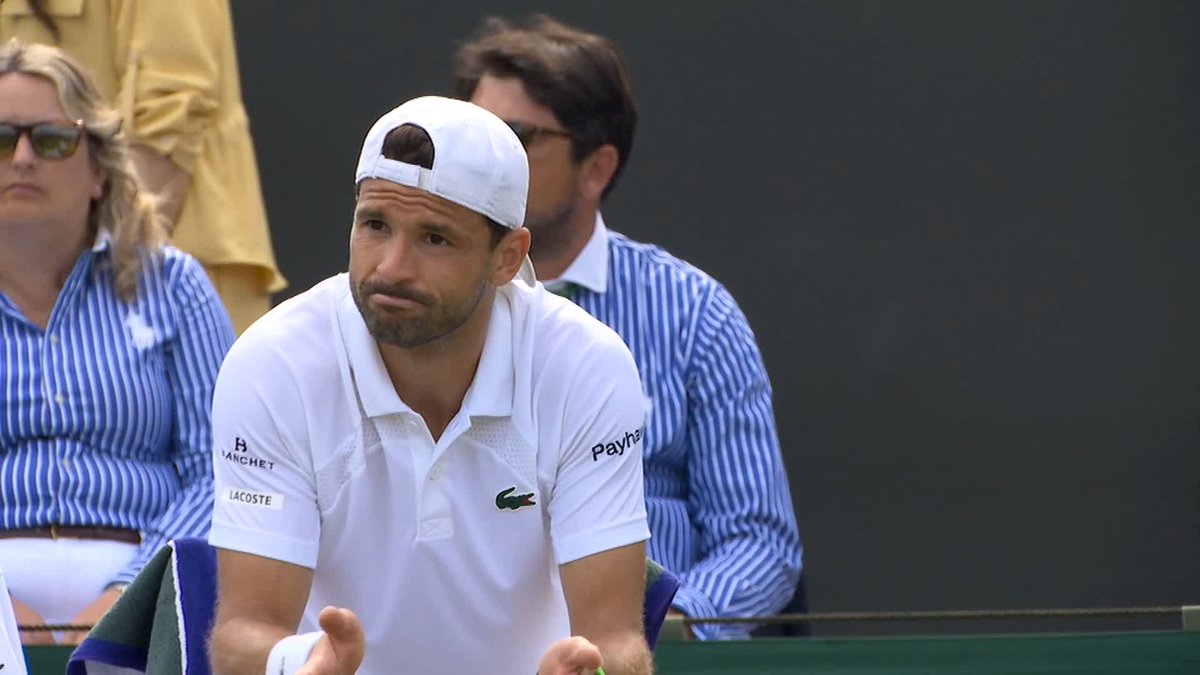 Dimitrov does it 💪 Bulgaria's Grigor Dimitrov comes through a battle with Corentin Moutet to win 7-5, 4-6, 7-5, 7-5 and secure his spot in the third round 🔒 #Wimbledon