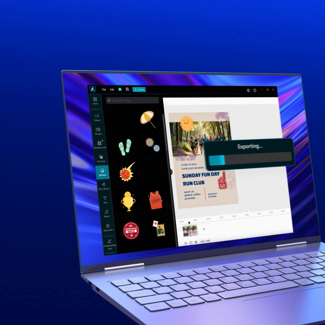 Create incredible digital marketing materials in only minutes with the power of Promeo by @cyberlink! Make designs, engaging video ads, and so much more with #IntelCoreUltra processors 💻 AI Creative Studio for Online Selling: