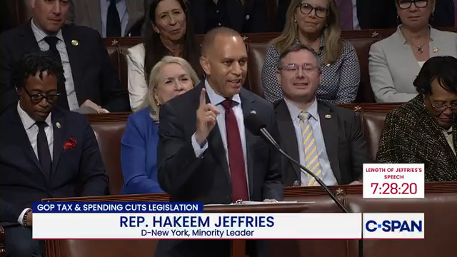 .Hakeem Jeffries: "I've still got a little more time. Donald Trump's deadline may be Independence Day. That ain't my deadline." Rep. Jeffries is less than an hour away from setting the record for longest speech in U.S. House history. Watch LIVE on C-SPAN