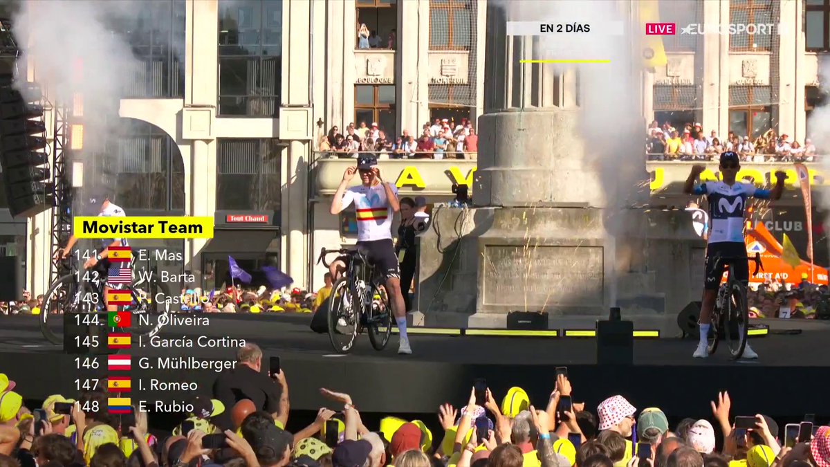 Ⓜ️ Enric Mas e Iván Romeo, con su nuevo maillot de campeón de España, encabezan al Movistar Team en Lille. #TDF2025