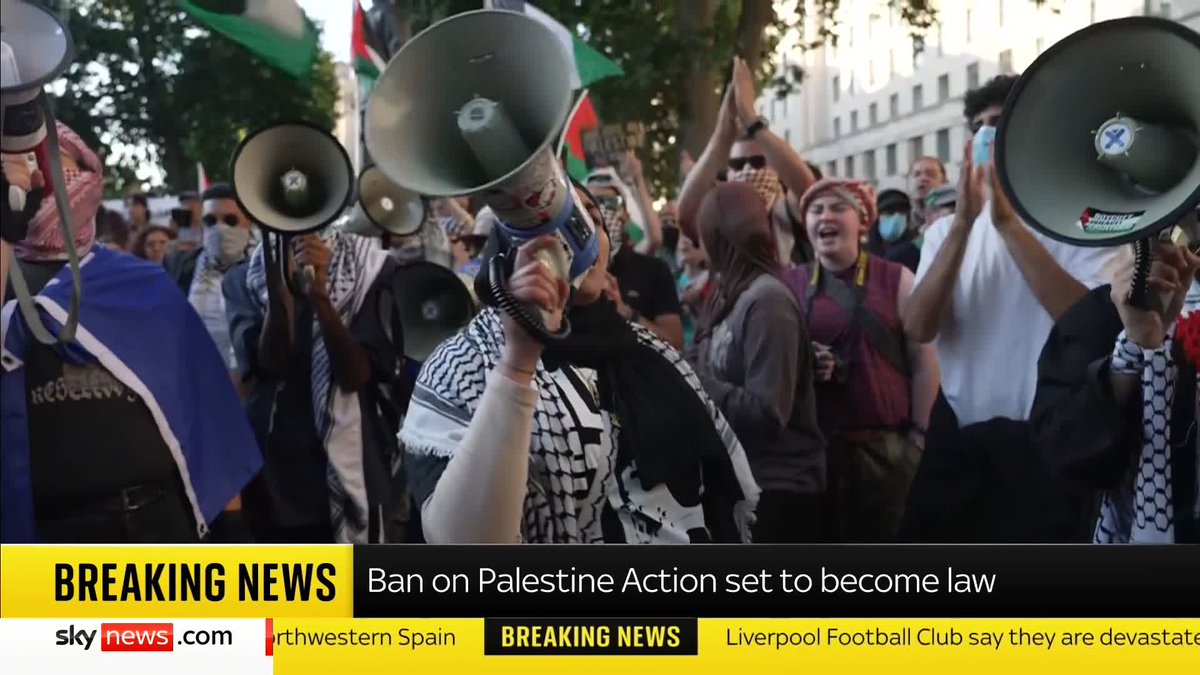BREAKING: The ban on Palestine Action is set to become law. 📺 Sky 501 and YouTube