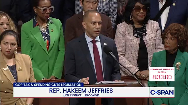 Here's the moment Rep. Hakeem Jeffries (D-NY) set the record for longest floor speech in the U.S. House of Representatives.