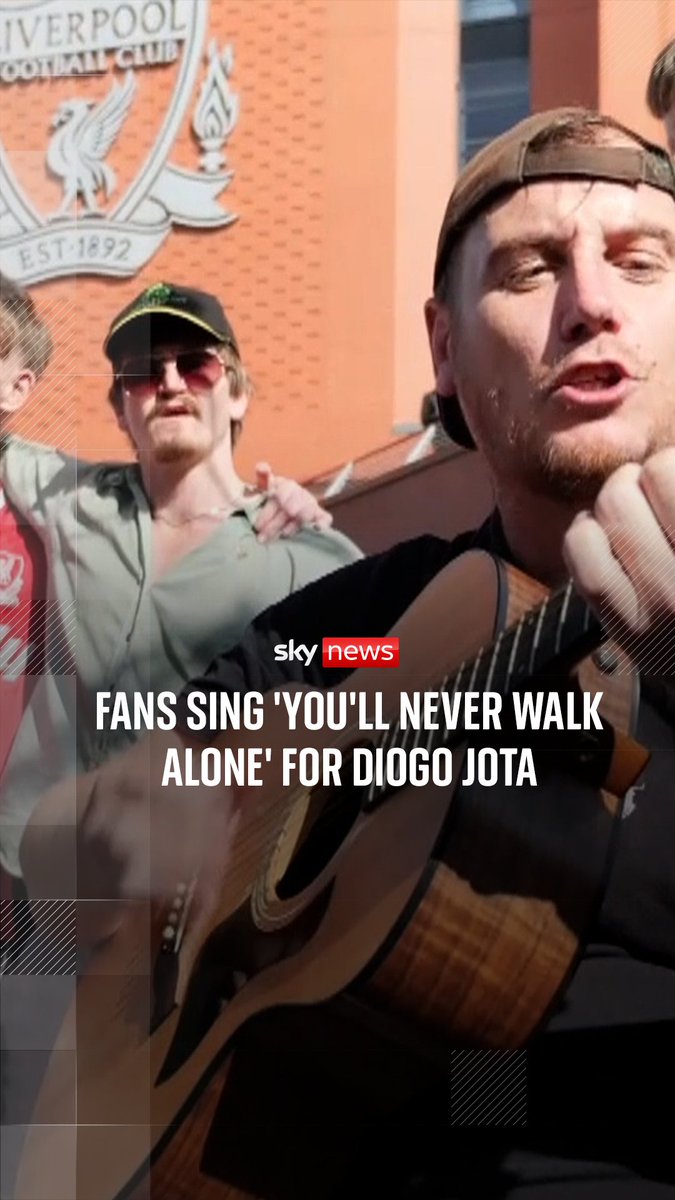Football fans gathered outside Anfield stadium and sang ''You'll Never Walk Alone', the club's anthem, in honour of Diogo Jota, who died in a car crash in Spain.