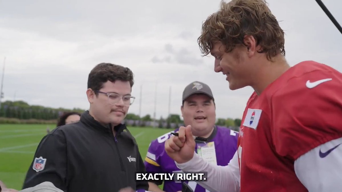 Former #Vikings Club Unified Flag Football Team members Patrick and Sean Healy are avid draft fans. Last training camp, they had a chance to meet Vikings 2024 1st-round picks J.J. McCarthy and @unoerra.