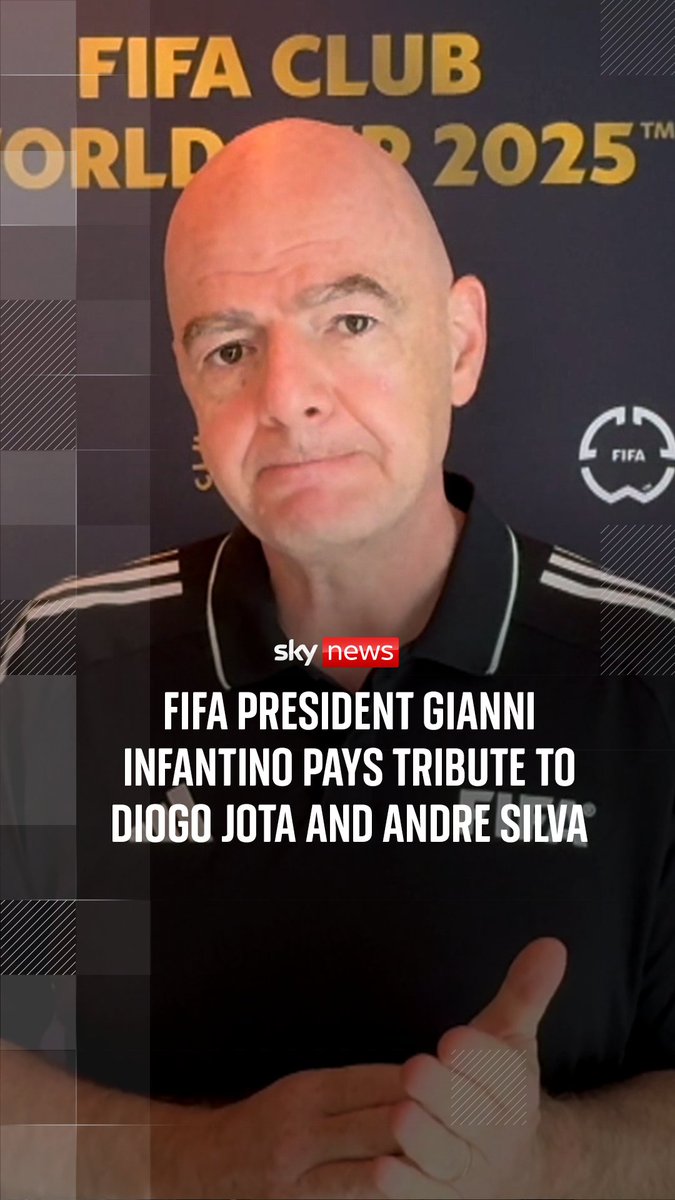 FIFA president Gianni Infantino pays tribute to Diogo Jota and Andre Silva after car crash deaths.
