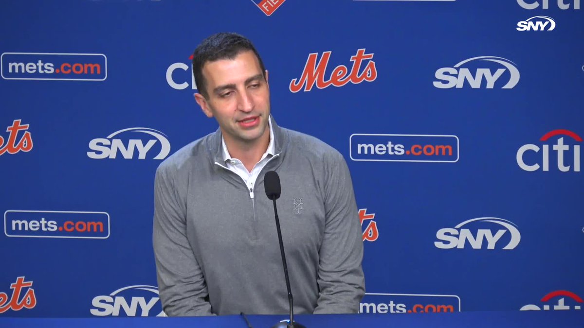 David Stearns was asked if he would consider calling up one of the Mets' top pitching prospects for a spot start: "My preference is to not bring up a top prospect for a spot start."