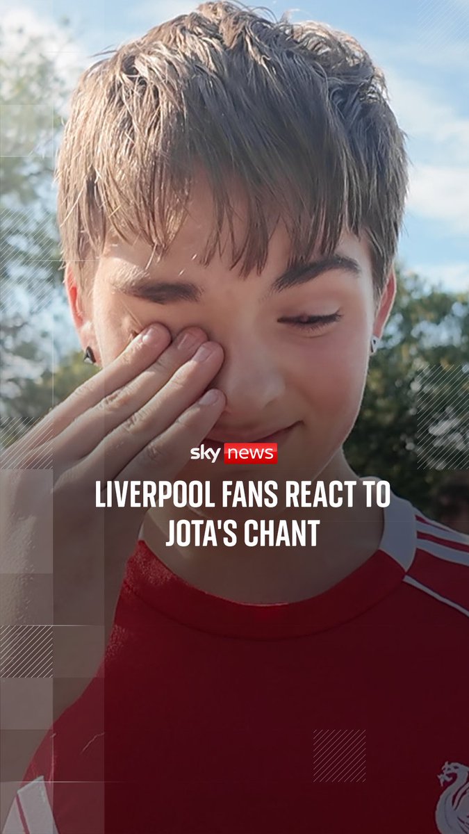 Liverpool fans paying tribute to Diogo Jota outside Anfield Stadium sung the player's chant.