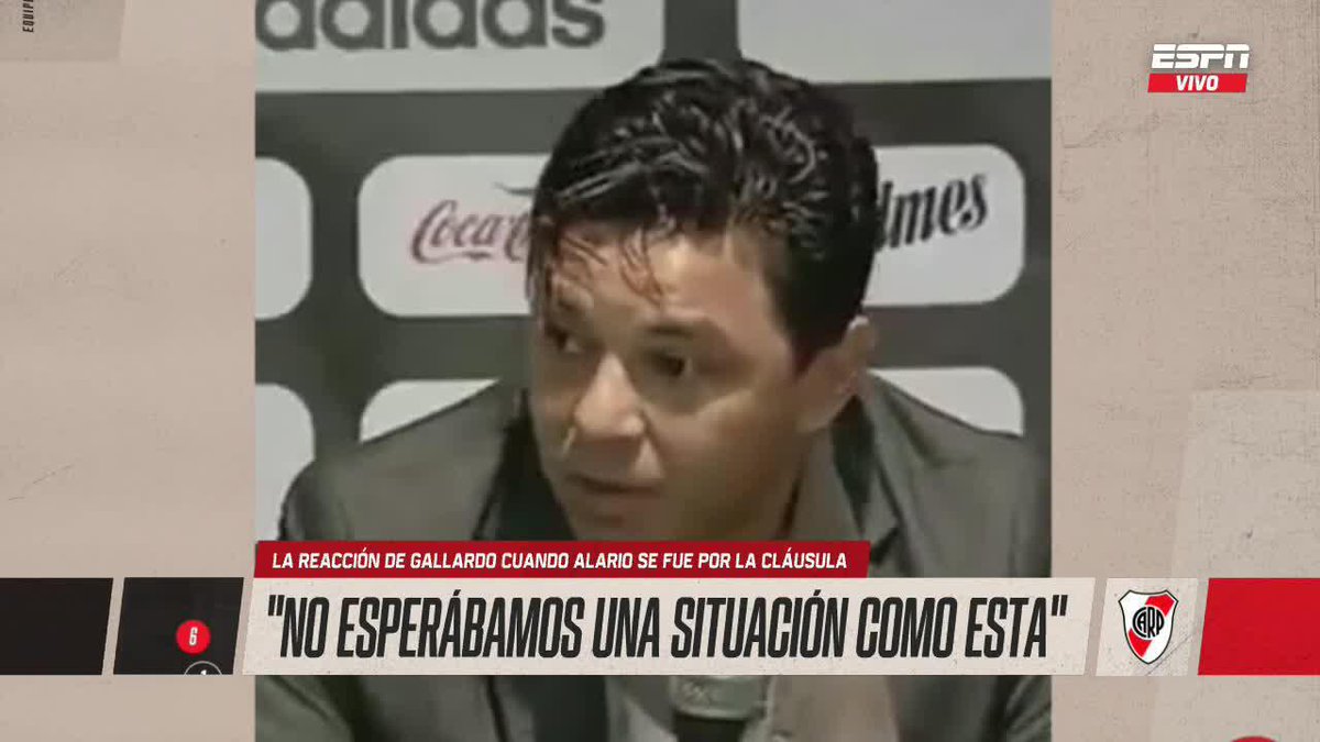 ยกNO LE HABรA CAรDO MUY BIEN! Asรญ fue la reacciรณn de Gallardo cuando Alario se fue de River ejecutando la clรกusula, como lo harรญa Salas hoy con Racing para ir al Millonario. ๐บ No te pierdas #ESPNEquipoF en vivo por #DisneyPlus