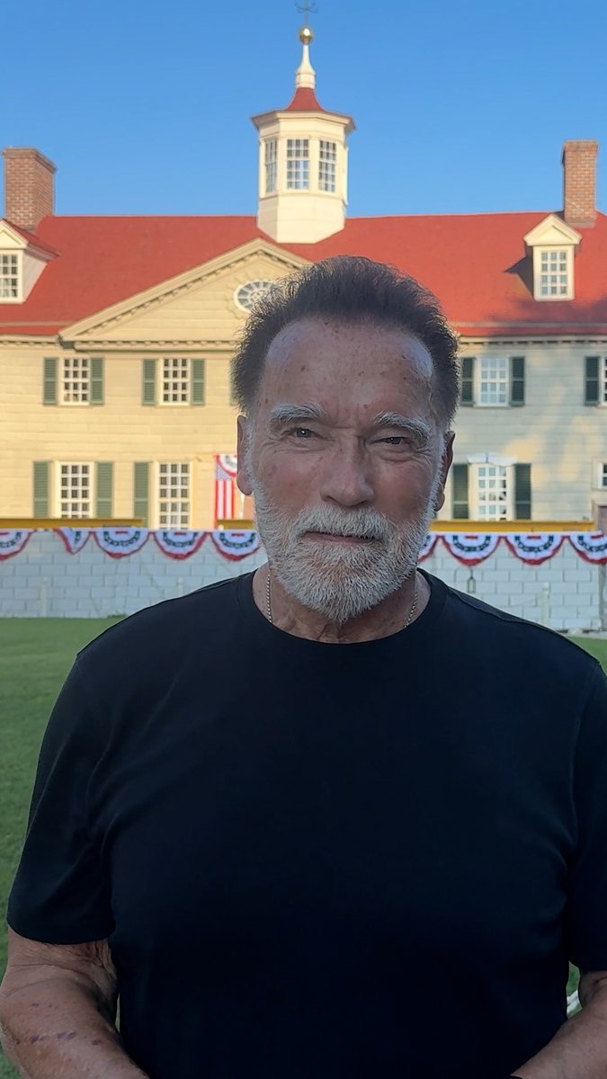 🕶️ He'll be back....at George Washington's Mount Vernon, for our July 4 American Celebration. Join us tomorrow! Doors open at 9am, Naturalization Ceremony at 10am. 🇺🇸 Get your tickets now or at the gate: Arnold Schwarzenegger